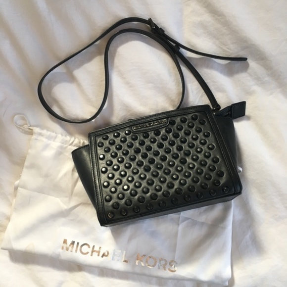 Michael Kors Handbags - Michael Kors Selma Black Studded Satchel Bag